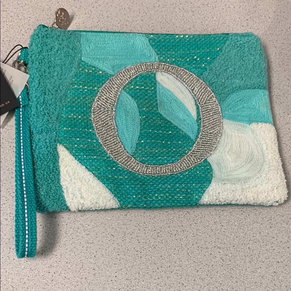America & Beyond clutch qvc new beaded recycled jute handmade India initial O